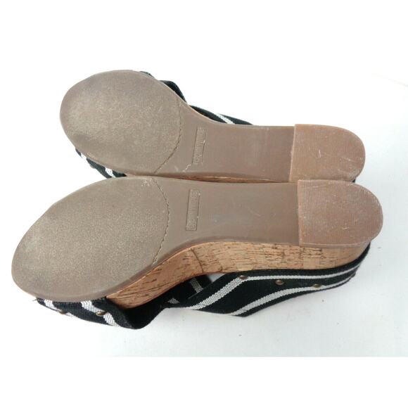 CROWN VINTAGE 9M Anthropologie Black White Elastic Slide Wedge Sandals Shoes - Picture 8 of 8